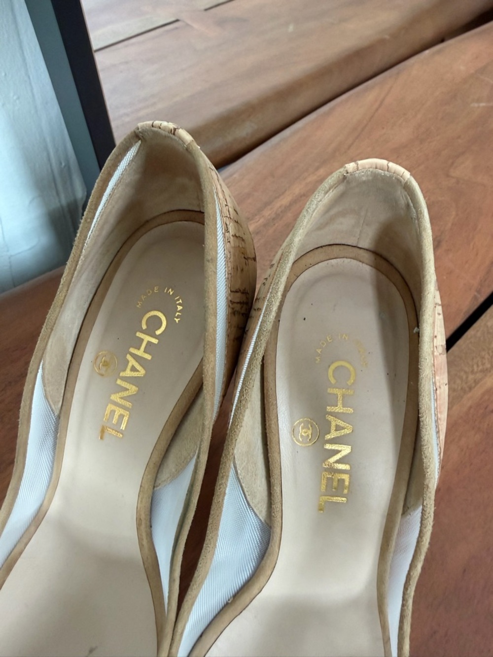 Chanel Cork & Mesh Cap Toe Pumps size 39 - Picture 2 of 6